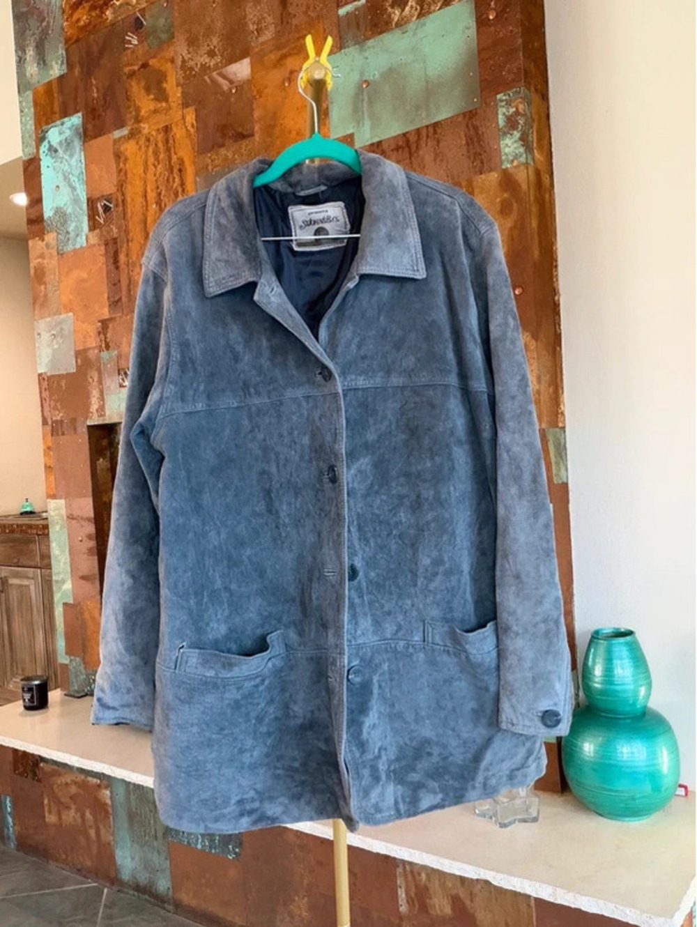 St John's Bay Gray 100% Suede Leather Car Coat Jacket 1X
